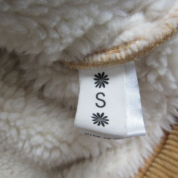 Mumu Blue Women's Small Brown Corduroy Shearling Lined Trucker Jacket - Picture 3 of 6